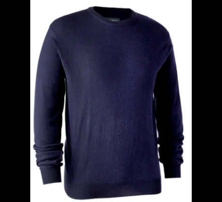 Pull en tricot col rond Kingston bleu DEERHUNTER