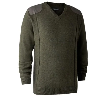 Pull en tricot col V Sheffield vert DEERHUNTER
