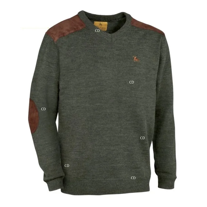 Pull Homme Fox Col En V Verney Carron Kaki