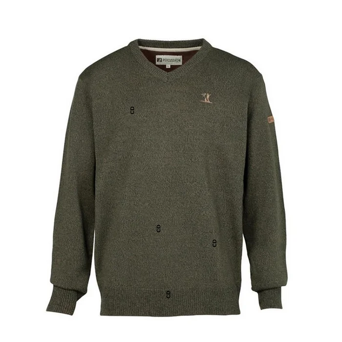 Pull Homme Percussion Col En V Kaki