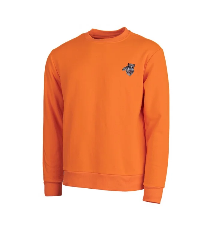 Pull orange broderie sanglier Treeland