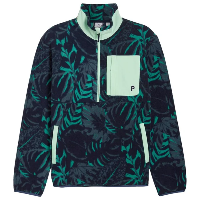 Pull Puma Golf Puma X Ptc Half Zip Palm Fleece Deep Navy Sparkling Green