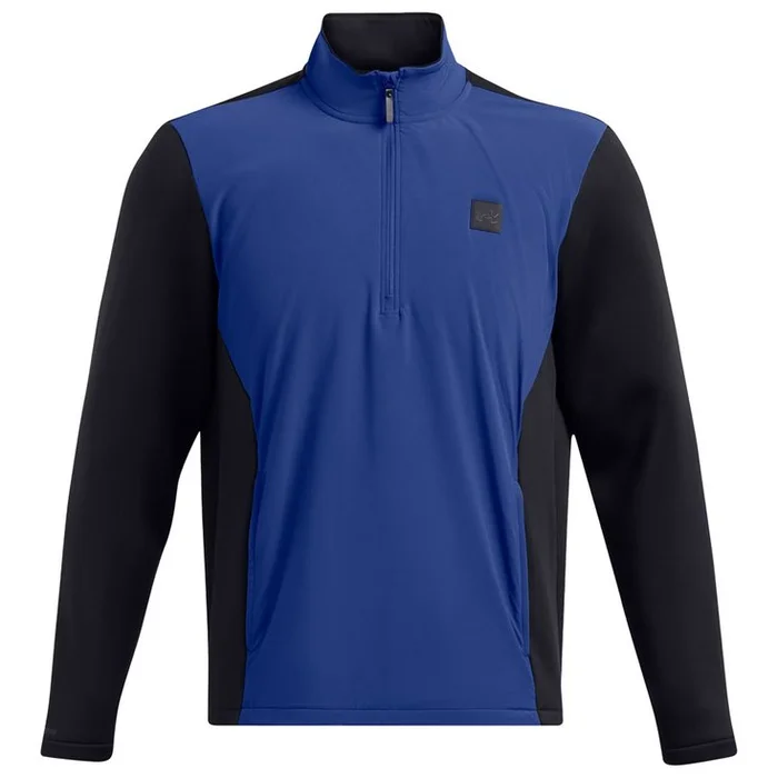 Pull Under Armour Drive Pro Storm Hybrid Half Zip Tech Blue Black Metallic Silver