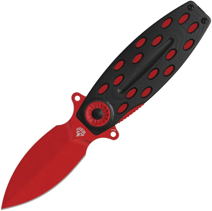QS162D – Beetle Linerlock Black/Red G10