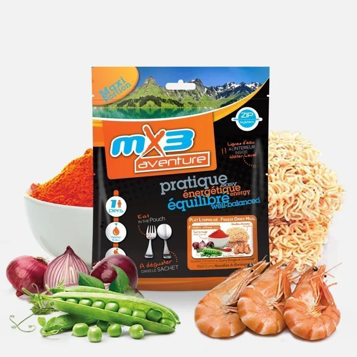 Ration lyophilisée MX3 Aventure Nouilles chinoises curry + crevettes 579 kcal