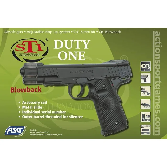 Réplique Airsoft Pistolet ASG STI Duty One CO2 GBB – Réalisme et Puissance – Pour une Expérience de Tir Authentique