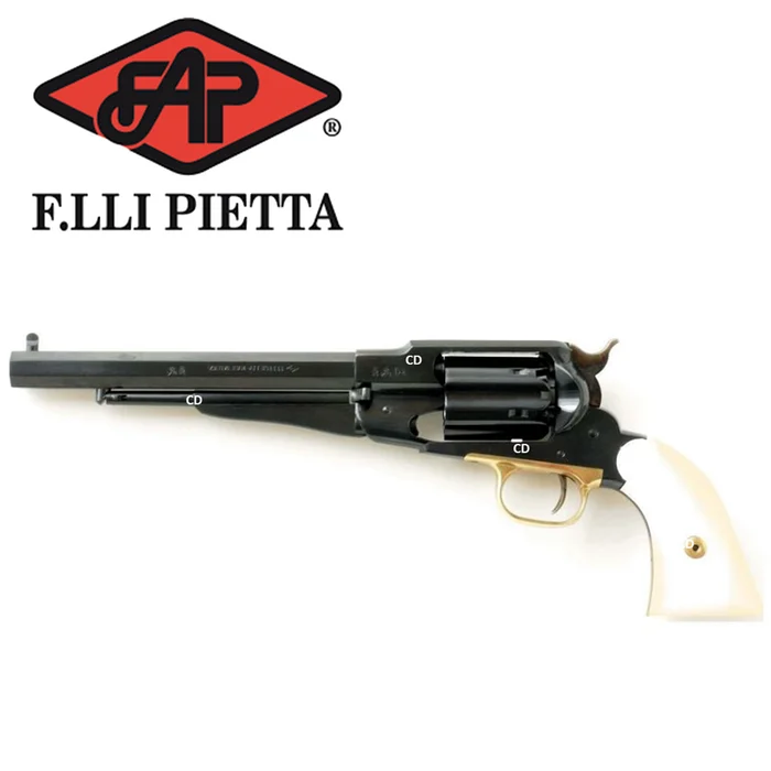 Révolver Pietta 1858 Remington Acier Crosse Ivoirine Cannelé 44