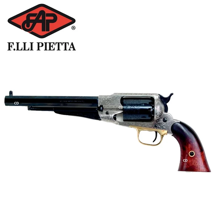 Révolver Pietta 1858 Remington Acier Old Silver Gravé 44