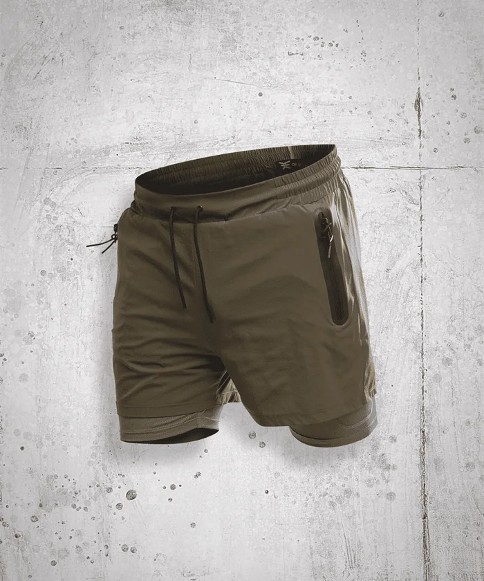 Short de sport sprint 2-en-1 GK UNDERCOVER Kaki
