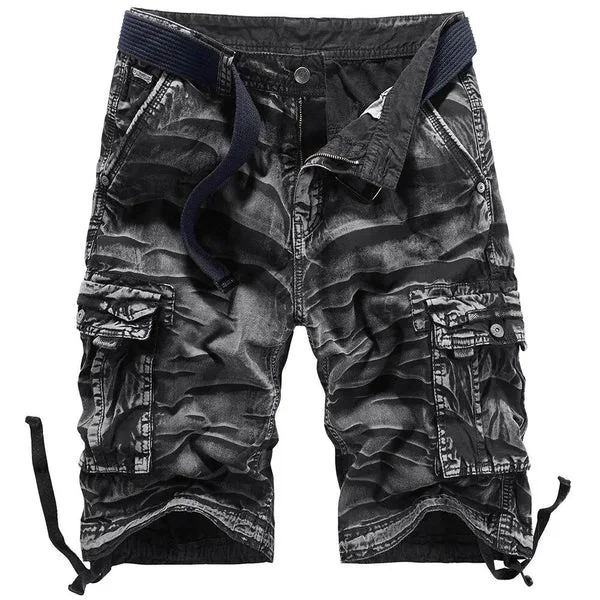 SHORT MILITAIRE AVEC EFFET CHIFFONNÉ