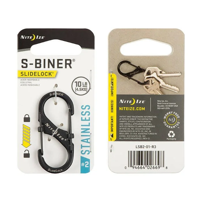 SPC11112 – Nite Ize S-Biner Slidelock N° 2 acier noir