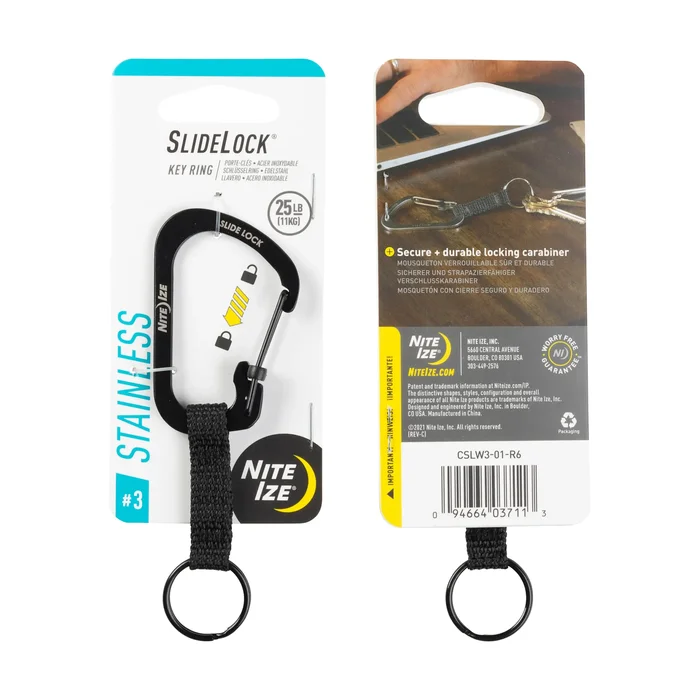 SPC14736 – Nite Ize Porte clefs Slidelock acier N°3 noir