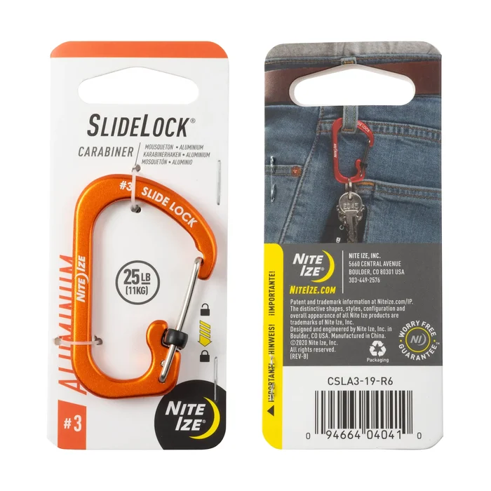 SPC19132 – Nite Ize Mousqueton Slidelock N° 3 Aluminium Orange