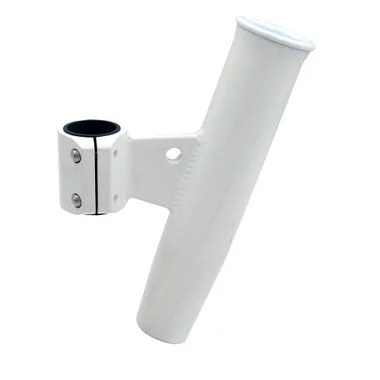 Support de canne à pêche vertical en aluminium à fixer de C.E. Smith, 1-2/3″ de diamètre extérieur, revêtement en poudre blanc avec manchon
