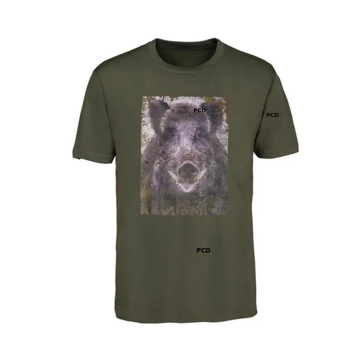 T-Shirt Enfant Percussion Sérigraphié Kaki Sanglier