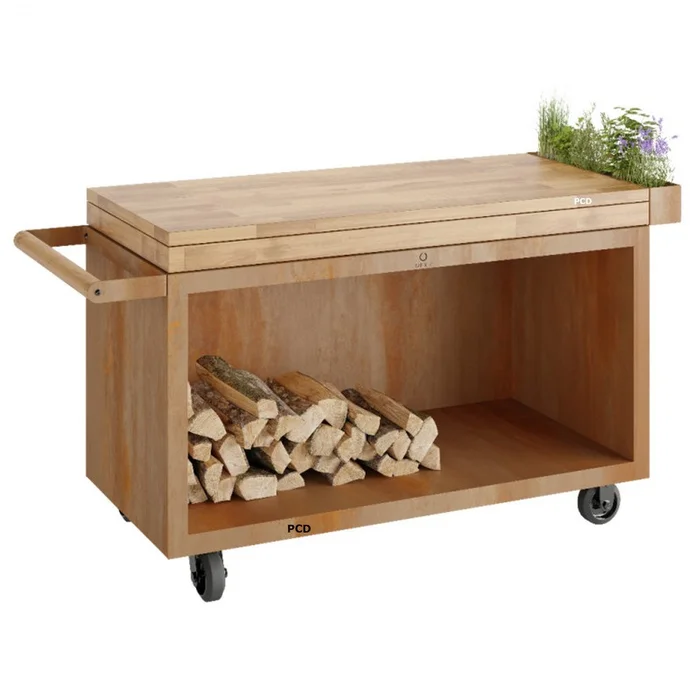 Table Corten 135 Pro Bois De Teck Ofyr
