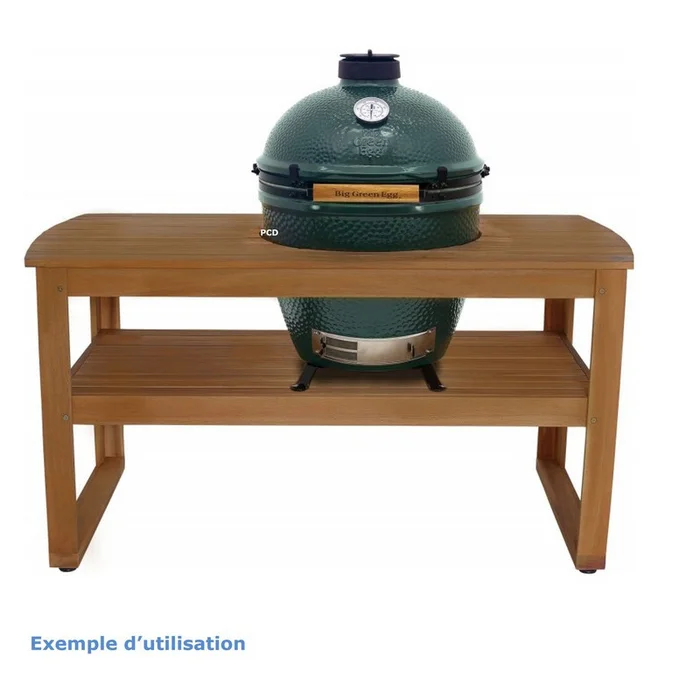 Table Sans Roues En Eucalyptus Pour Kamado Big Green Egg XL