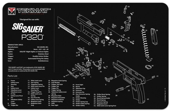 Tapis de démontage Tekmat pour pistolet P320