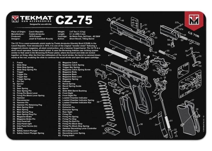 TEKR17CZ75 – Tapis de démontage Tekmat pour pistolet CZ-75