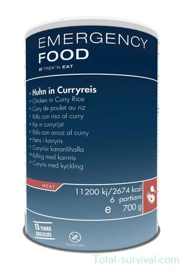 Trek &lsquo;n Eat, nourriture d&rsquo;urgence Poulet au Riz au Curry, boîte 700G
