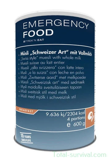 Trek &lsquo;n Eat nourriture d&rsquo;urgence Swiss Muesli with Milk boîte 600G