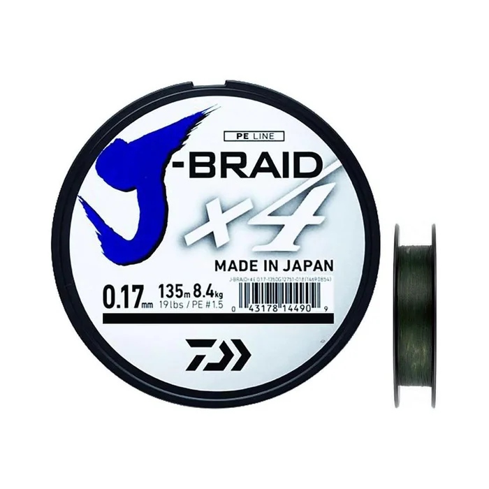 Tresse Daiwa J Braid X4 450m Vert