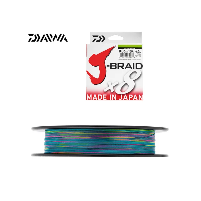 TRESSE DAIWA J-BRAID X8 150M MULTICOLORE