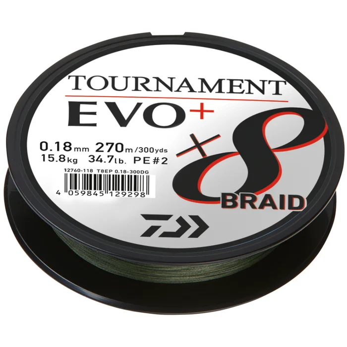 Tresse Daiwa Tournament 8 Braid EVO + 135m Vert