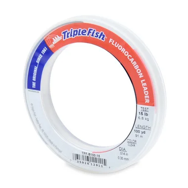 Triple Fish – 100% Fluorocarbone Leader – Transparent – Bracelet de 100 mètres