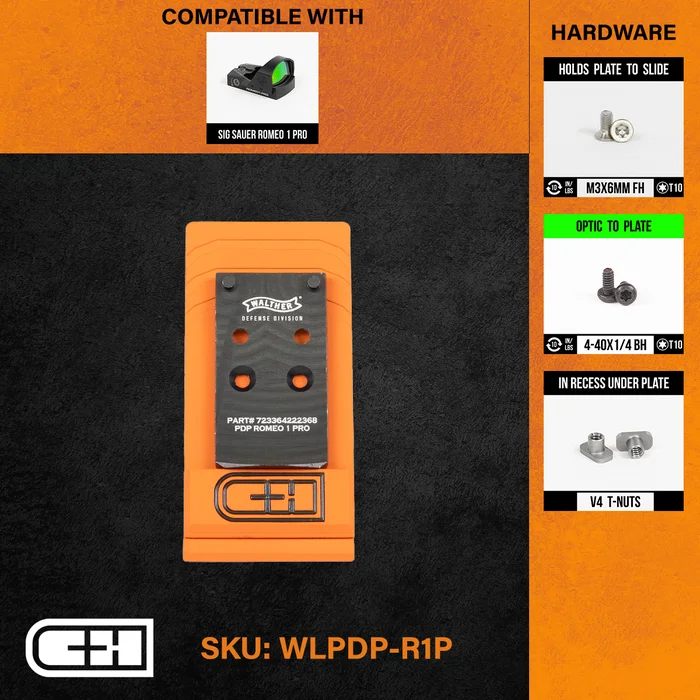 WLPDP-R1P – C&H Precision paltine Walther PDP V4 MIL / LEO to SIG Romeo1 Pro (R1P)