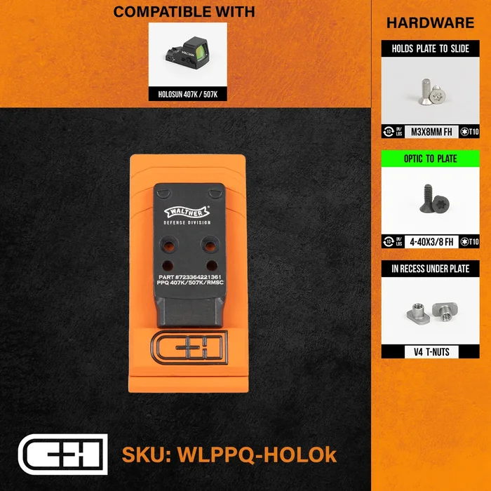 WLPPQ-HOLOk – C&H Precision paltine Walther PPQ / Q4 / Q5 to Holosun 407K / 507K