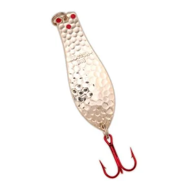 Yellow Bird – Cuillère Docteur Premium avec hameçons rouges LazerSharp en nickel martelé (PM401) – 3,75″ 5/8oz